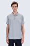 Gray Regular Fit Polo Collar 100% Mercerized Cotton T-Shirt