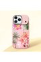 iPhone 17 Pro Compatible Shock-Absorbing Camera Protected Pink Silicone Case Floral Print