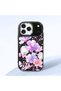 iPhone 17 Pro Compatible Shock-Absorbing Camera Protected Black Silicone Case Floral Print