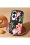 Oppo A60 Compatible Shock-Absorbing Camera Protected Black Silicone Case Floral Print - 2