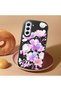 Samsung Galaxy S21 Fe Compatible Shock-Absorbing Camera Protected Black Silicone Case Floral Print - 3