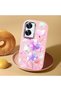 Realme C55 Compatible Shock-Absorbing Camera Protected Pink Silicone Case Floral Print - 2