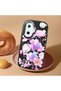 Poco F7 Compatible Shock-Absorbing Camera Protected Black Silicone Case Floral Print - 2