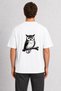 Men's Modern Striped Owl Art Print Back Printed - White
