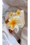 Set of 3 Latch Buckles with White and Yellow Frangipani Flower Design, Tropical Beach Buckle