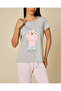 Women Grey And Pink Printed Pyjama Set - 4