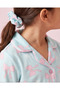 Girls Mint Green Bow Print Pyjama Set With Hair Tie (3 Piece) - 2
