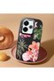 Poco M6 4g Compatible Shock-Absorbing Camera Protected Black Silicone Case Floral Print - 2