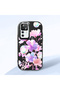 Redmi K50 Ultra Compatible Shock-Absorbing Camera Protected Black Silicone Case Floral Print