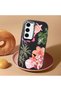 Samsung Galaxy S23 Compatible Shock-Absorbing Camera Protected Black Silicone Case Floral Print - 2