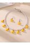 Girls Yellow Duck Charm Pearl Necklace and Earrings Set - 3