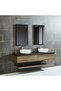 Leena Vanity With Mirror - Light Brown, Wood, Ceramic, L 160 X W 50 X H 28 cm, Double Basin