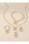 Girls White Bow and Pearl Necklace, Bracelet, Ring and Earrings Set - 7