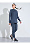 Navy Blue Solid Longline Activewear Half-Zip Top - 2