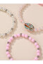 Pack of 3 - Girls Multi-Color Pearl and Bead Bracelets - 2
