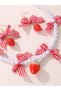 Girls Strawberry and Pearl Necklace and Earrings Set - 3