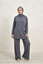 Brooch Detail Trouser Suit - Anthracite