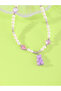 Girls Multi-Color Bear and Hear Charms Pearl Beaded Necklace - 2