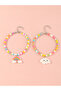 Pack of 2 - Girls Multi-Color Cloud and Rainbow Charms Beaded Bracelet - 3