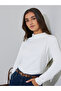 White Solid Hight neck Long Sleeves Knitted Top - 3