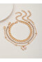 Pack of 3 - Gold Tone Rhinestone Embellished Bracelets with Butterfly Charm - 3
