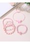 Pack of 5 - Girls Pink Pearl and Heart Charm Bracelets - 4