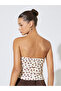 Cream Polka Dot Strapless Blouse with Asymmetric Hem - 4