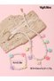 Girls Multi-Color Flower Charm Pearl Necklace and Bracelet Set - 5