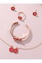 Girls Red Flower Charm Necklace, Bracelet, Ring and Earrings Set - 3