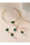 Emerald Green Clover Charm Necklace, Bracelet, Ring and Earrings Set - 5