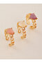 Girls Set of 3 - Heart Link Rings - 5