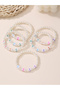 Pack of 6 - Multi-Color Pearl and Letter Bead Bracelets - 3