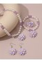 Girls Multi-Color Flower Charm Pearl Necklace, Bracelet, Ring and Earrings Set - 4