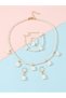 Girls White Pearl Flower Charm Necklace, Bracelet, Ring and Earrings Set - 4