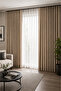 Beige Single Wing Cornice Blackout Background Curtain, Light-Proof, Blackout and Sun Blocking Curtain