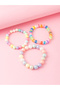 Pack of 3 - Girls Multi-Color Pastel Beaded Elastic Bracelets - 3