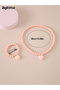 Girls Pink Heart Charm Necklace and Bracelet Set - 5