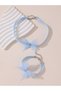 Girls Blue Lace Butterfly Charms Choker Necklace and Bracelet Set