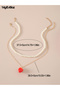 Set of 2 - Layered Pearl and Strawberry Charm Necklace - 4
