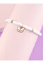 Girls White Beaded Bracelet with Butterfly Charm
