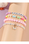 Pack of 4 - Girls Multi-Color DREAMS Beaded Bracelets with Butterfly Charm