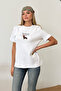 Women's Crew Neck Maison Dog Printed T-Shirt White - 26Y 4444 - 3
