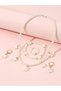 Girls White Pearl Flower Charm Necklace, Bracelet, Ring and Earrings Set - 3