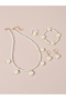 Girls White Flower Charm Pearl Necklace, Bracelet, Ring and Earrings Set - 3