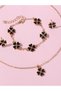 Girls Black Clover Charm Necklace, Bracelet and Earrings Set - 4