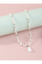 Girls Multi-Color Bear and Hear Charms Pearl Beaded Necklace