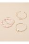Pack of 4 - Girls Multi-Color Pearl and Butterfly Charm Bracelets - 2