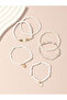 Pack of 6 - Girls White Beaded and Pearl Bracelets with Heart Charm - 2