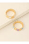 Girls Set of 2 - Heart Enamel Rings - 3
