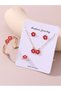 Girls Red Flower Charm Necklace, Bracelet, Ring and Earrings Set